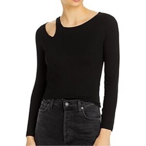 𝅺L N A Turlington black jersey One shoulder strap top